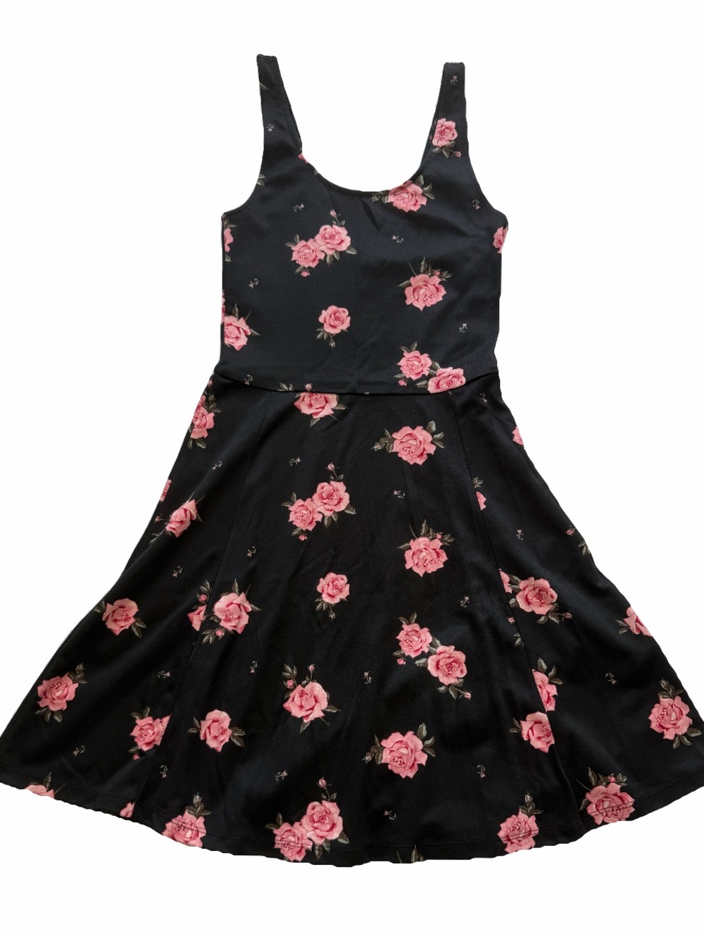 Black Floral Dress with Pink Roses